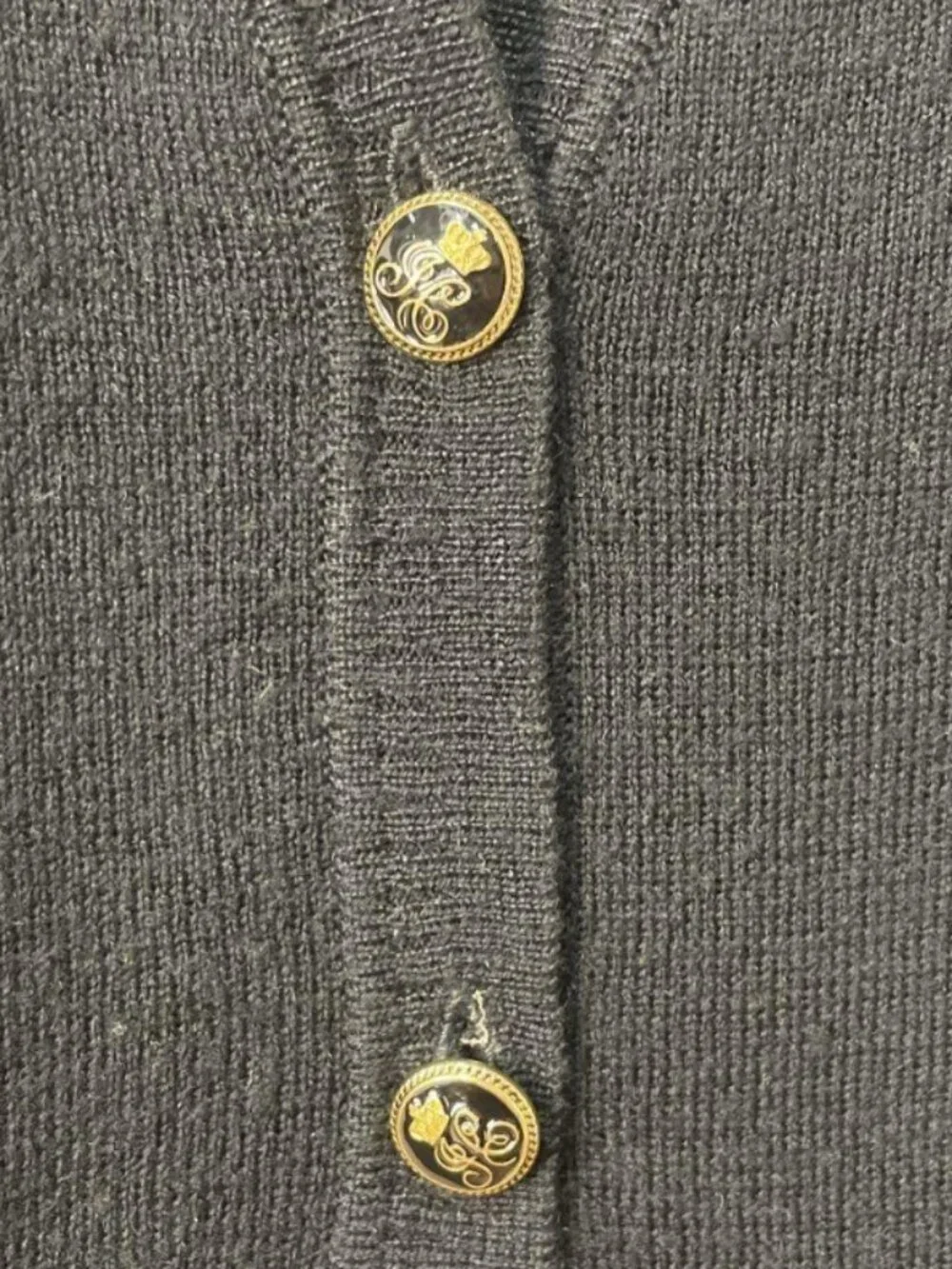 Vintage Juicy Couture Crest Crown Sweater Vest Black Gold Button Y2K Preppy Size - Picture 6 of 6